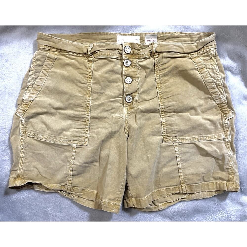 Wanderer Shorts By Anthropologie Womens 31 Khaki Utility Button Fly Safari Tan